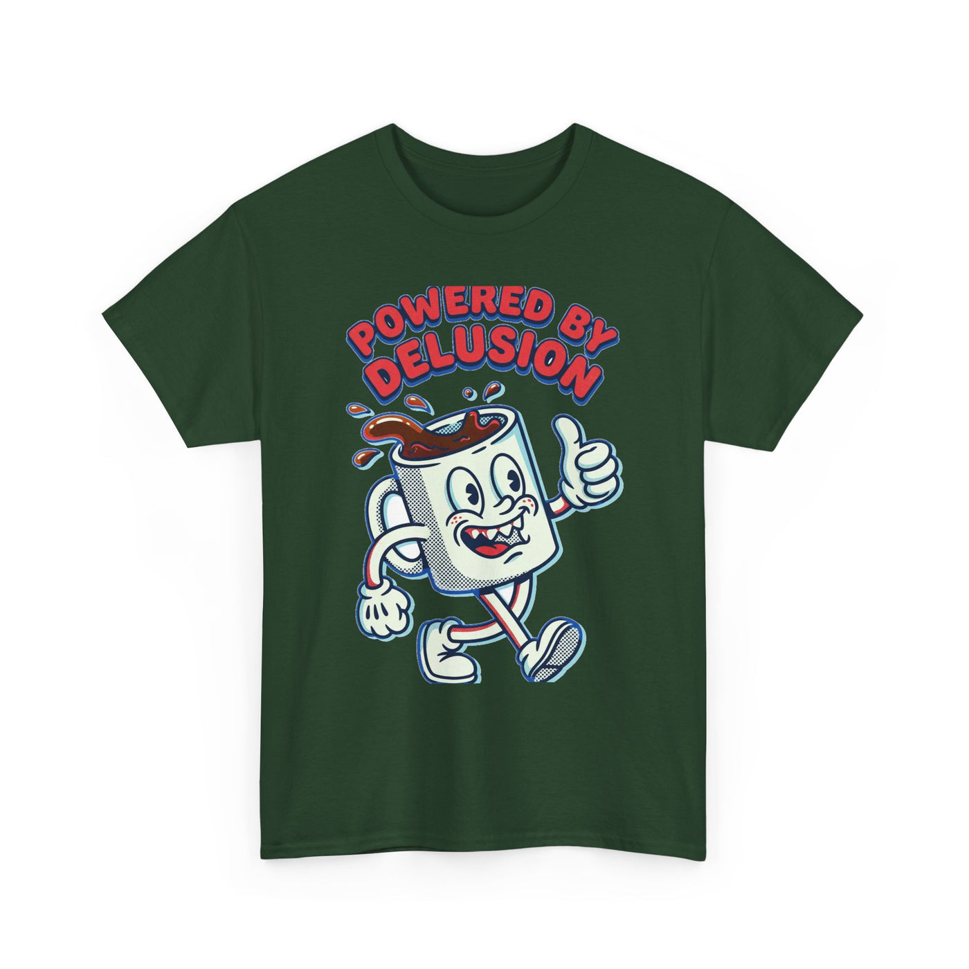 Powered By Delusion Coffee Mascot T-Shirt