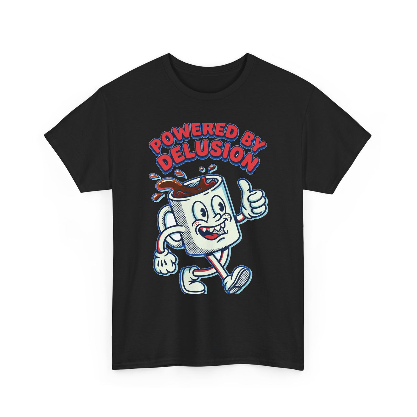 Powered By Delusion Coffee Mascot T-Shirt