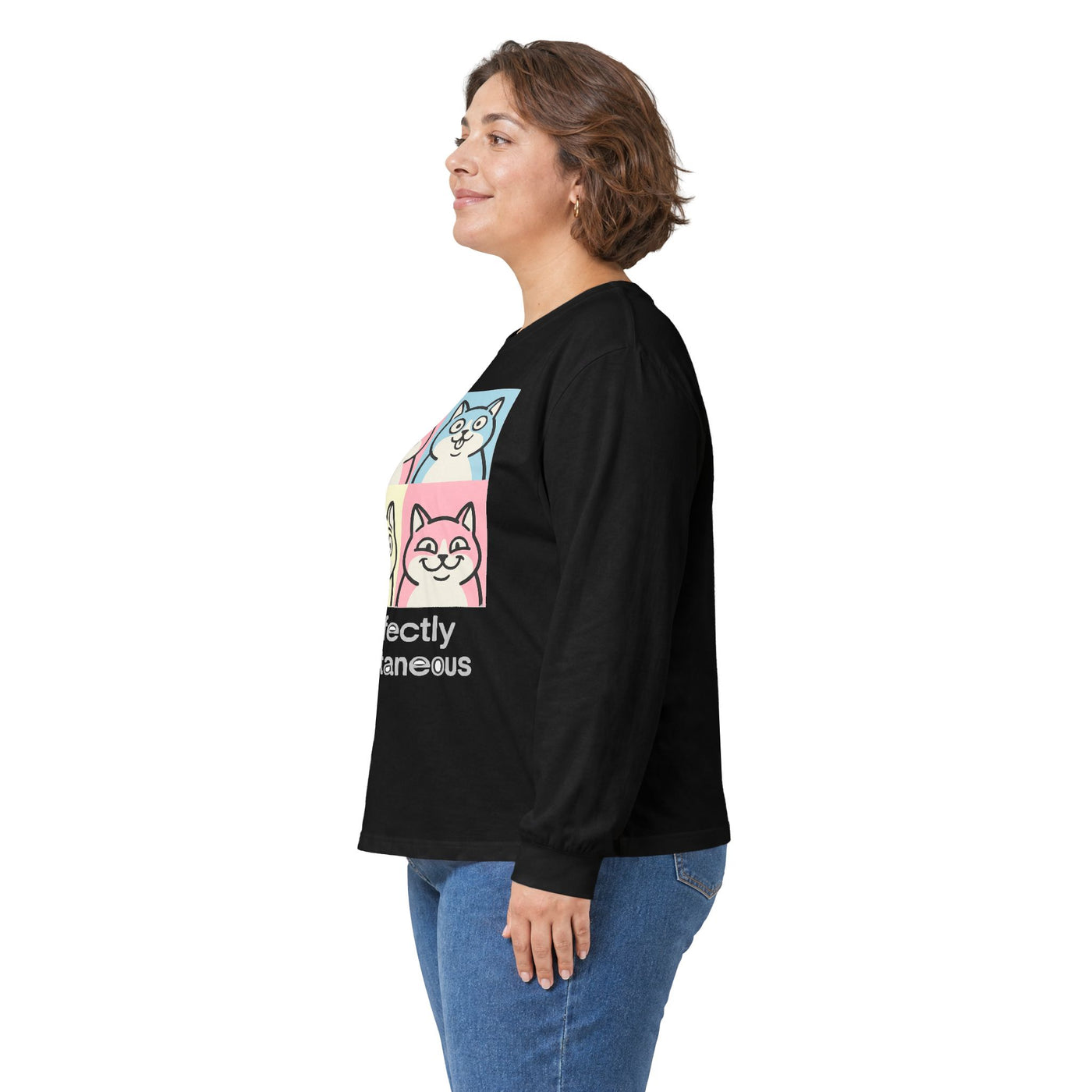 Pastel Pop Art Kitten Grid Long Sleeve