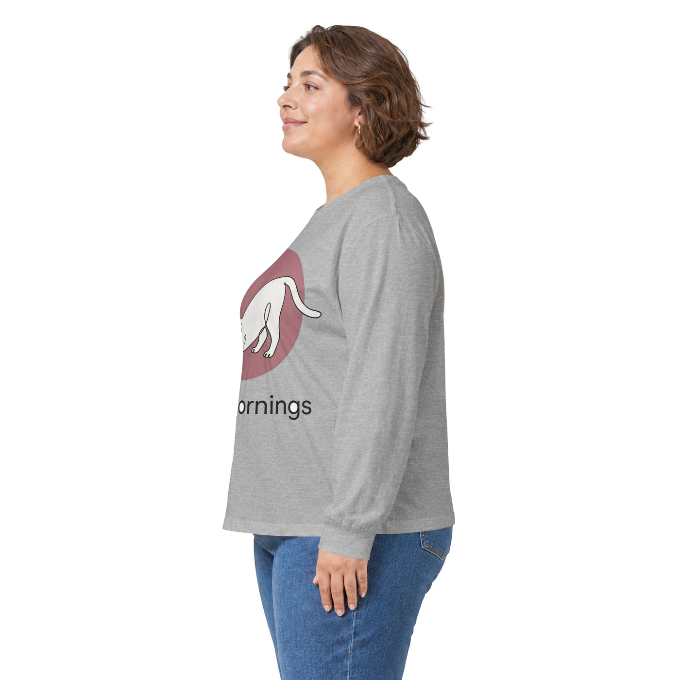 Minimalist Single-Line Stretching Cat Long Sleeve