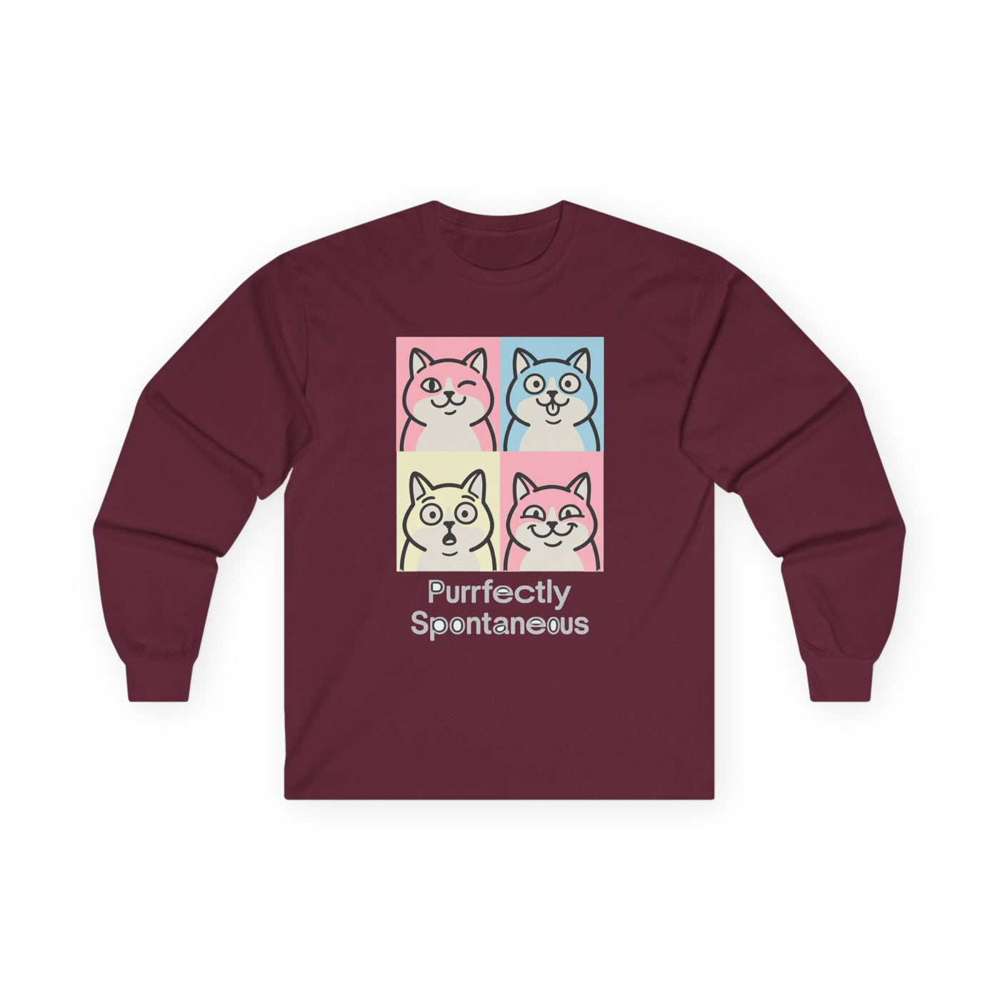 Pastel Pop Art Kitten Grid Long Sleeve