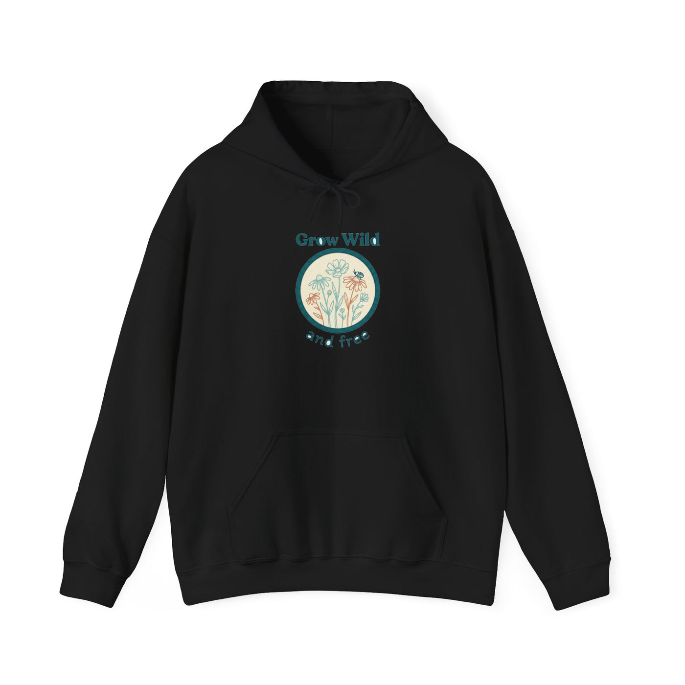 Stitched Meadow & Little Beetle Faux Embroidery Hoodie