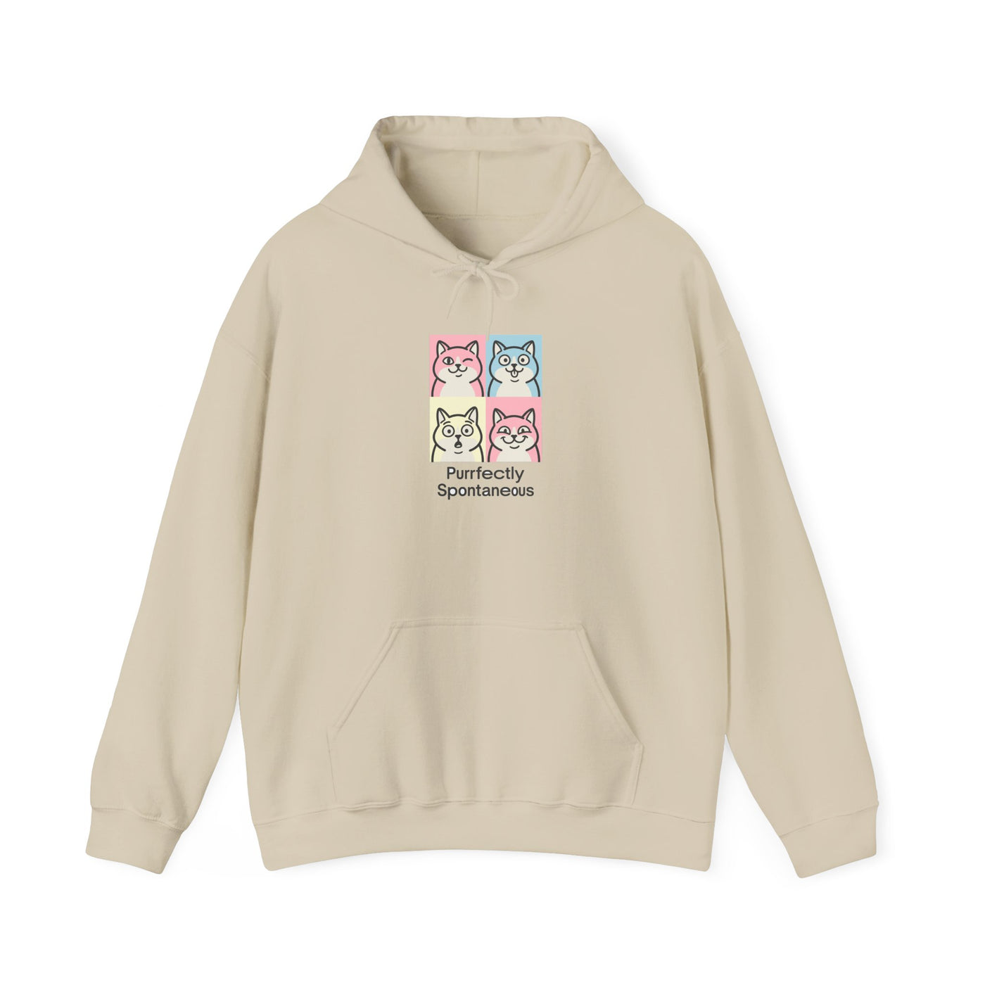 Pastel Pop Art Kitten Grid Hoodie