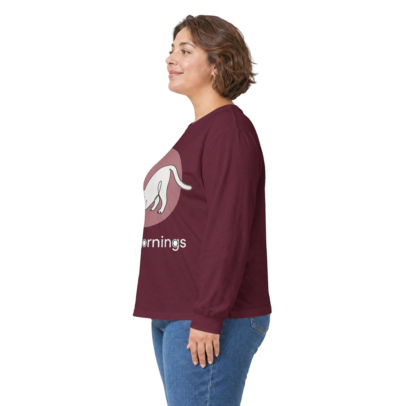 Minimalist Single-Line Stretching Cat Long Sleeve