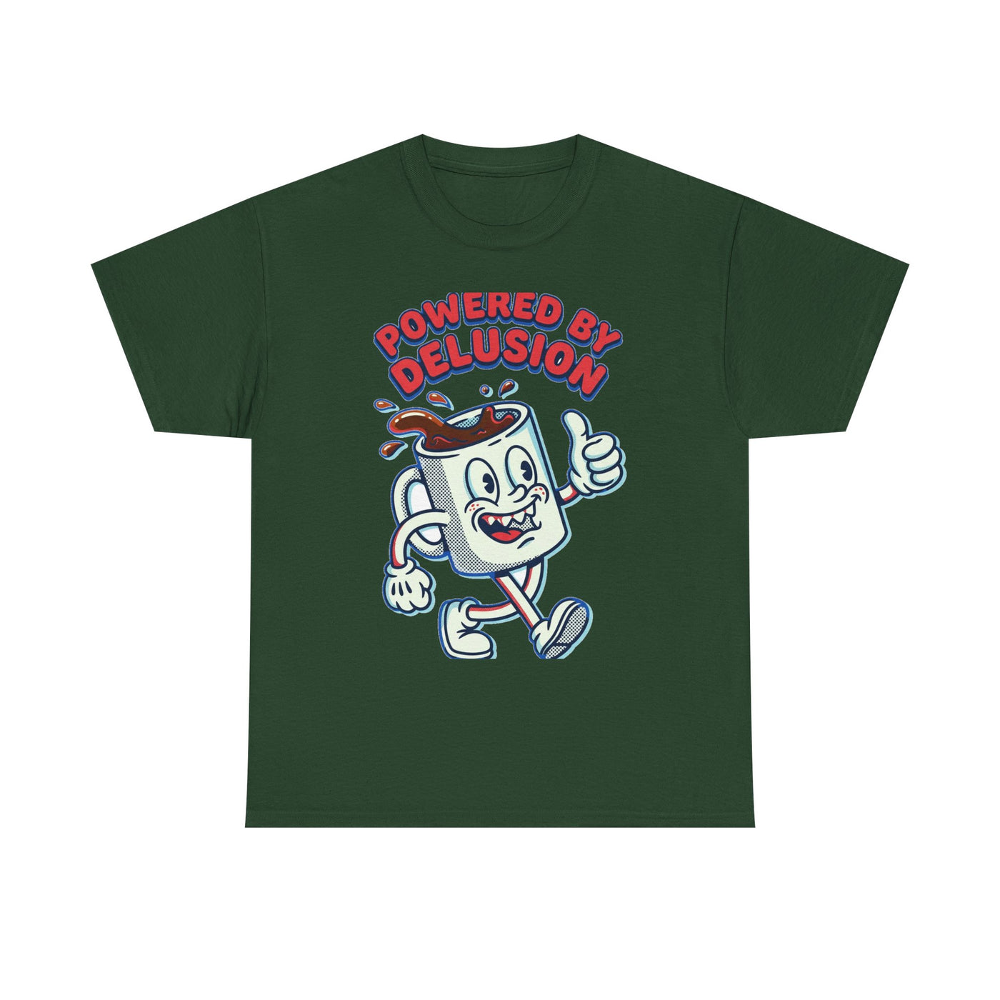 Powered By Delusion Coffee Mascot T-Shirt