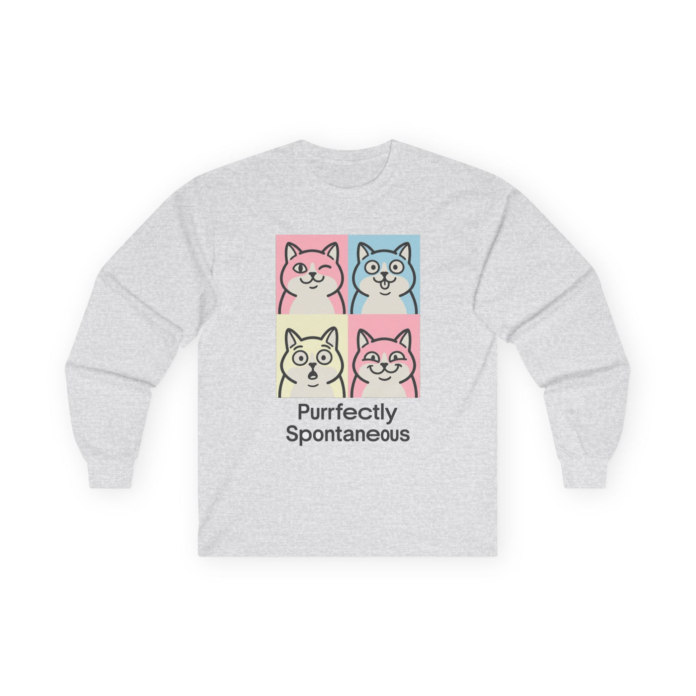 Pastel Pop Art Kitten Grid Long Sleeve