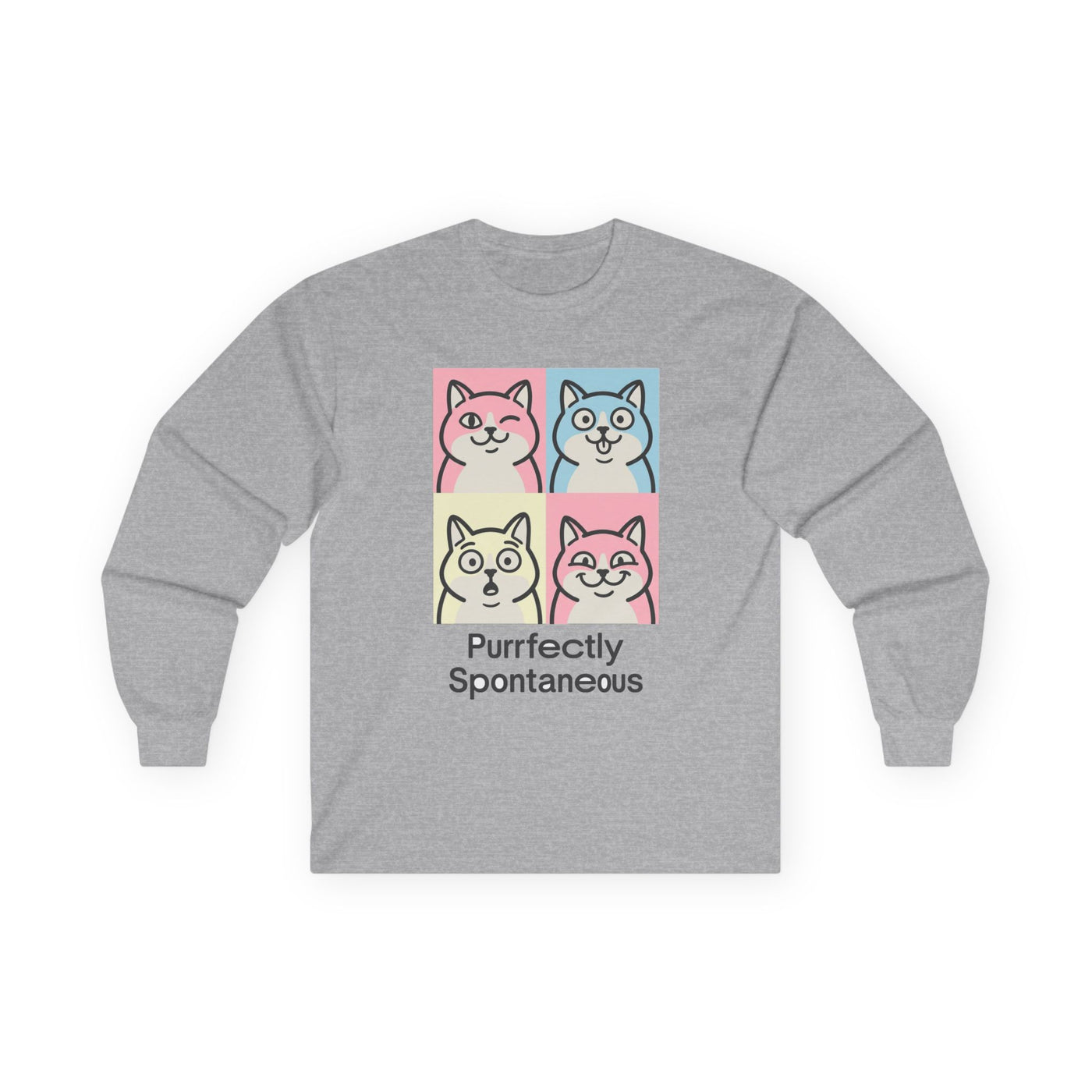 Pastel Pop Art Kitten Grid Long Sleeve