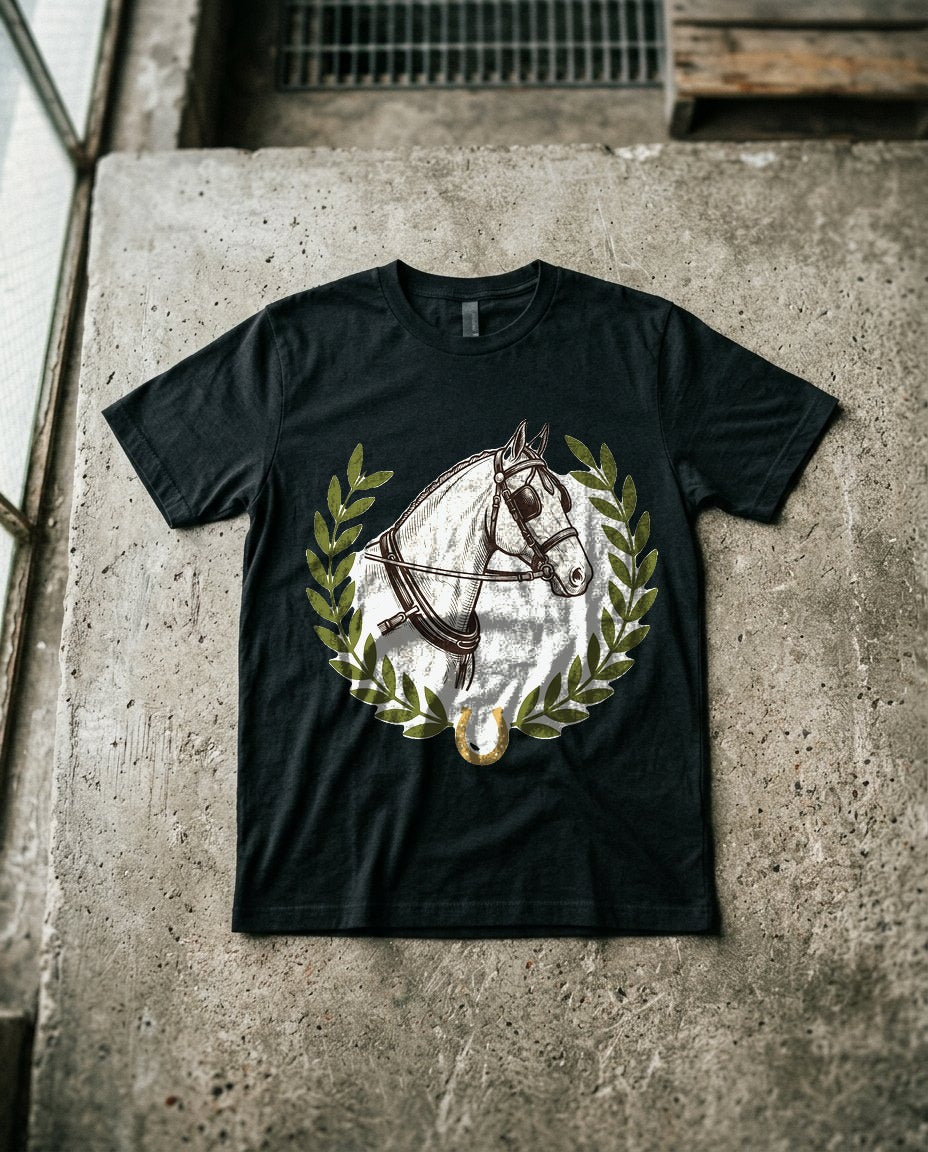 Heritage Equestrian Crest Graphic Tee — lifestyle photo