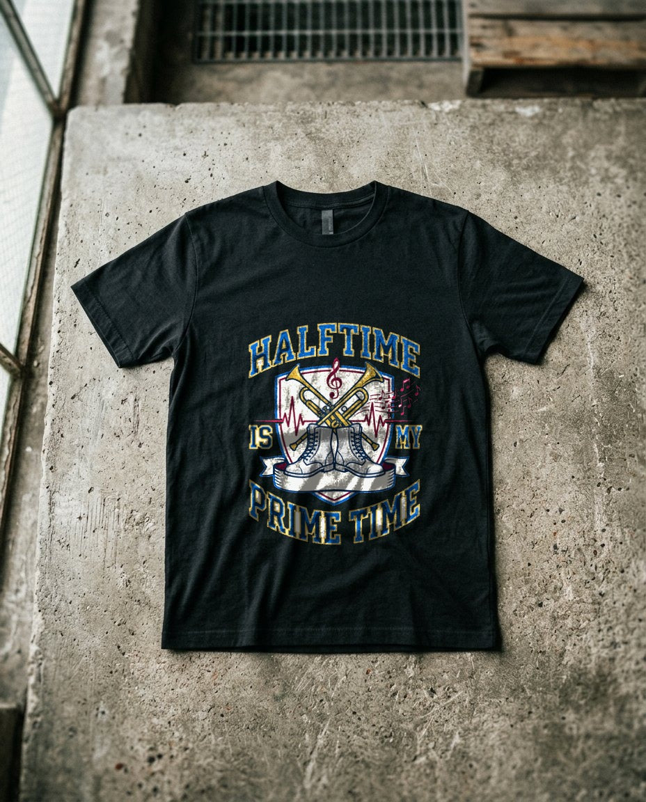 Halftime Is My Prime Time Marching Crest — lifestyle photo