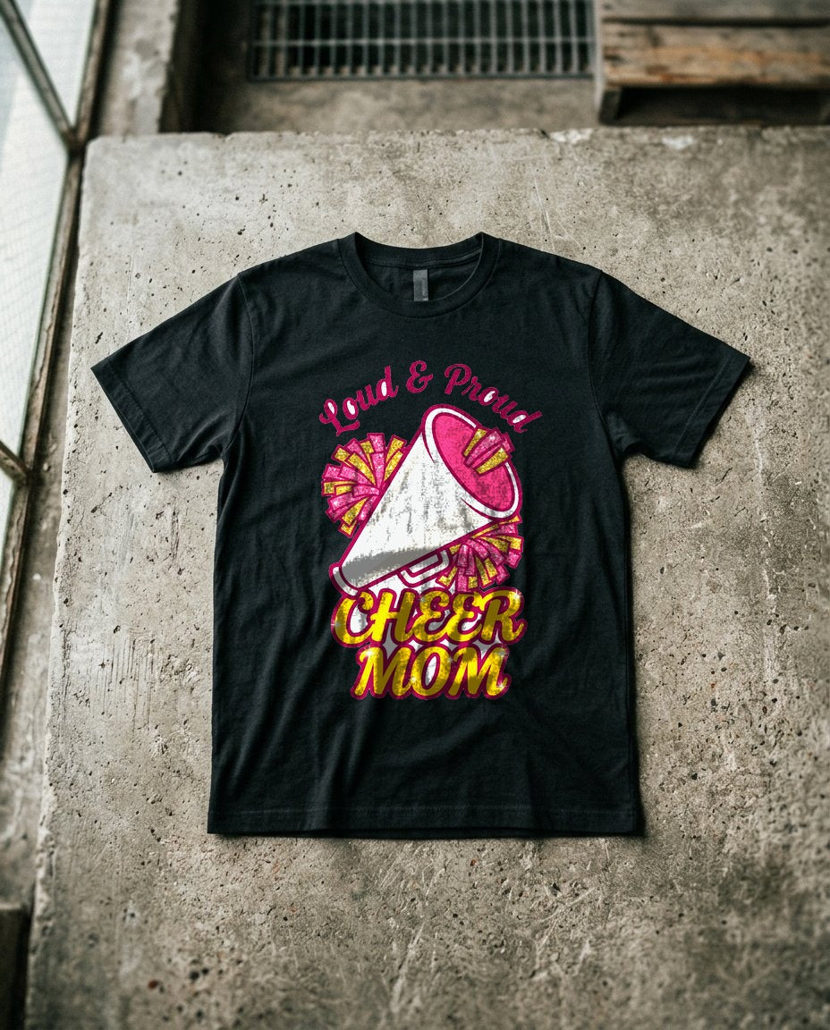 Loud And Proud Cheer Mom T-Shirt — lifestyle photo