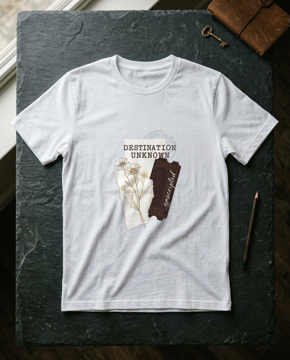 Roam Far Collect Memories Journal Tee — lifestyle photo