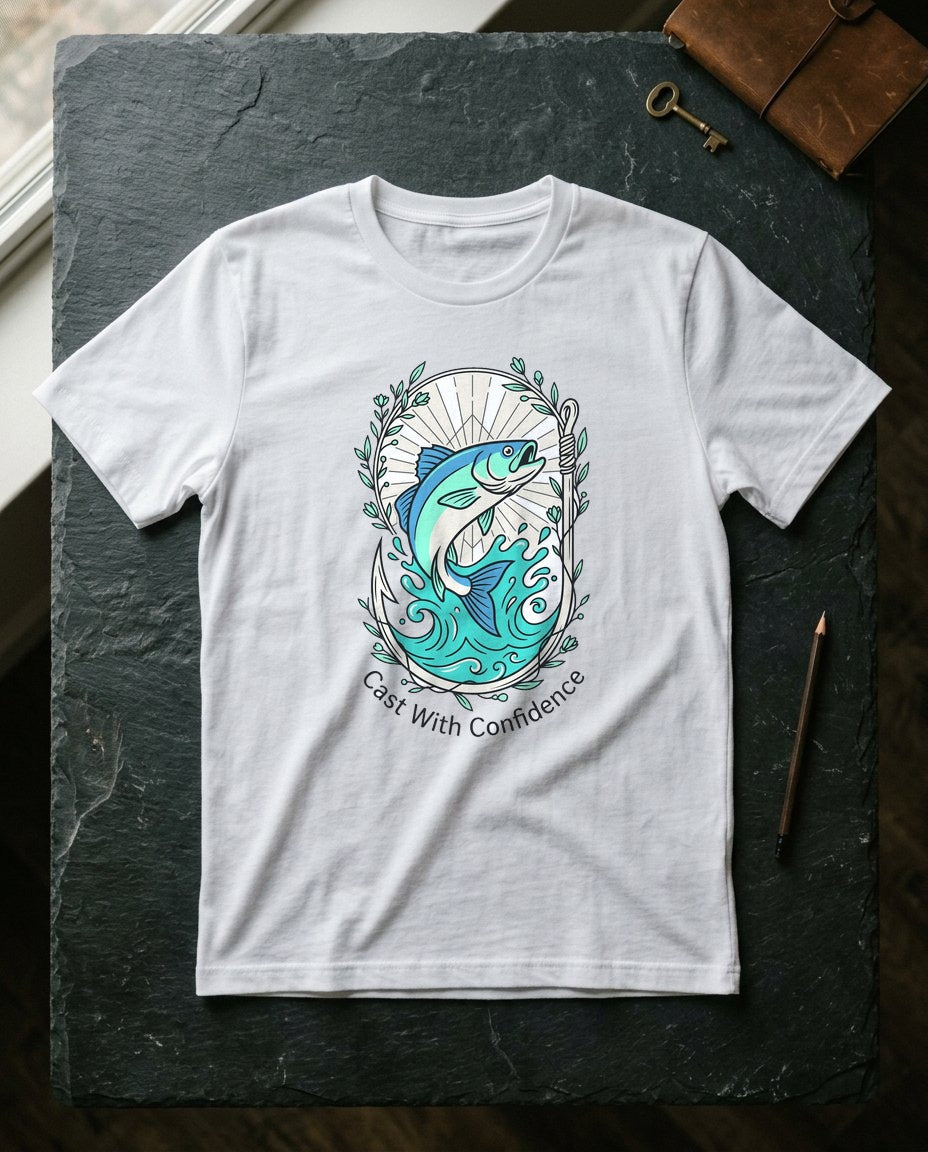 Cast With Confidence Floral Fishing Tee — lifestyle photo
