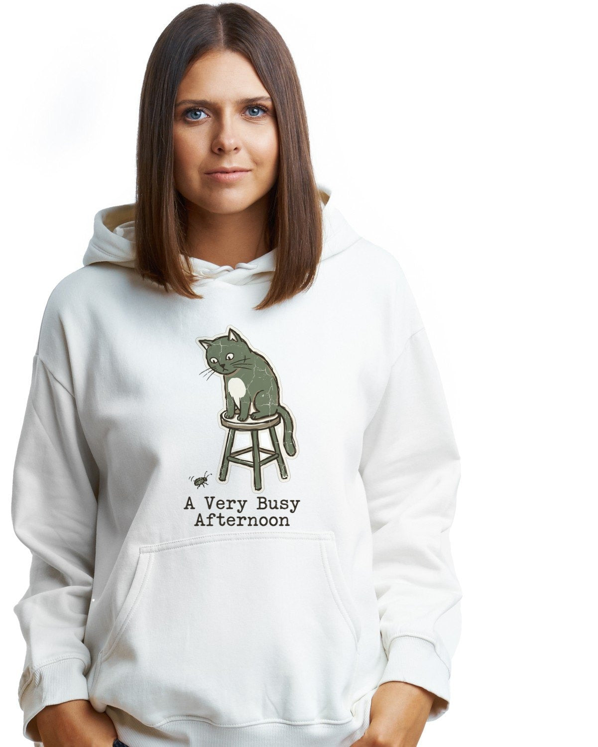 A Very Busy Afternoon Naive Cat Tee — lifestyle photo
