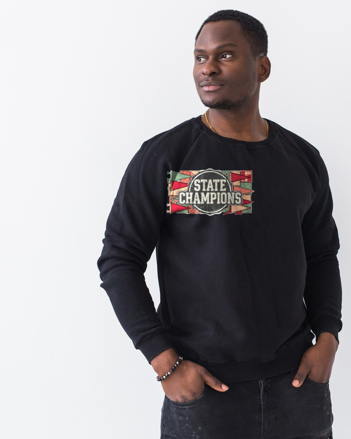 Vintage Varsity Patchwork Tee Long Sleeve — lifestyle photo