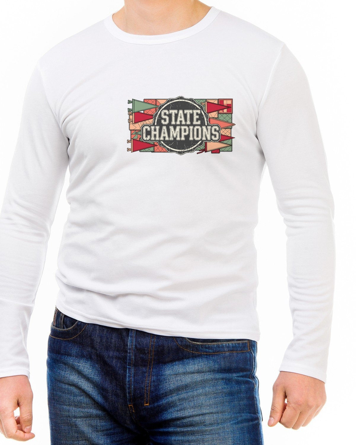 Vintage Varsity Patchwork Tee Long Sleeve — lifestyle photo
