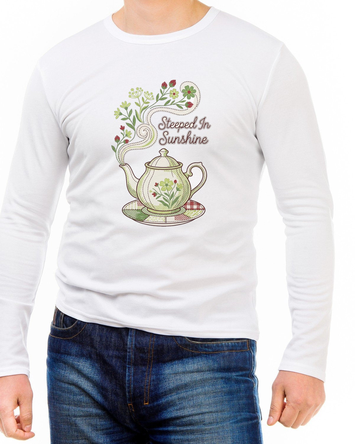 Steeped In Sunshine Faux Stitch Teapot — lifestyle photo