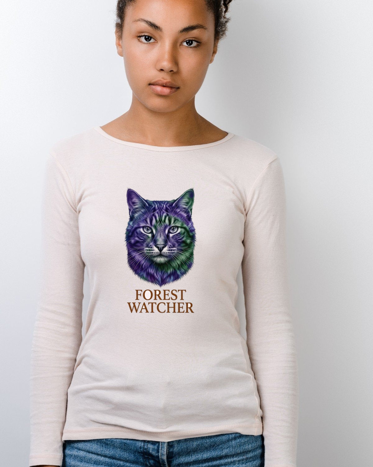 Mystical Mountain Cat Stare Tie-Dye — lifestyle photo