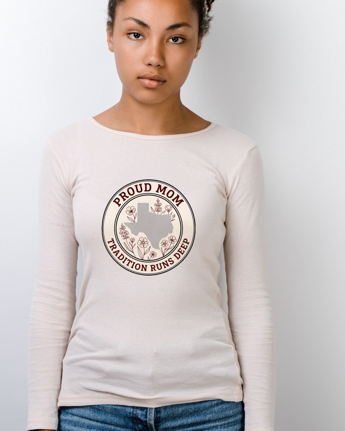 Maroon Tradition Proud Mom Seal — lifestyle photo