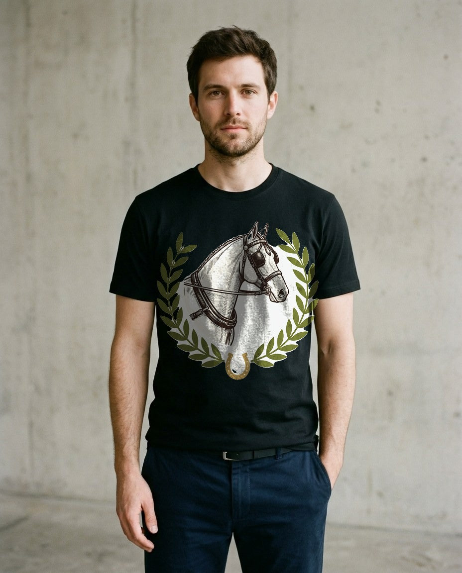 Heritage Equestrian Crest Graphic Tee — lifestyle photo