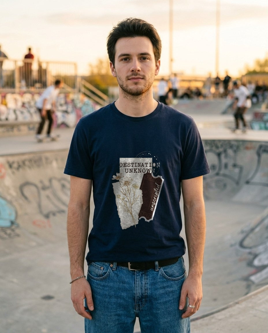 Roam Far Collect Memories Journal Tee — lifestyle photo