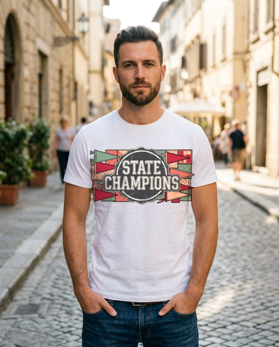 Vintage Varsity Patchwork Tee — lifestyle photo