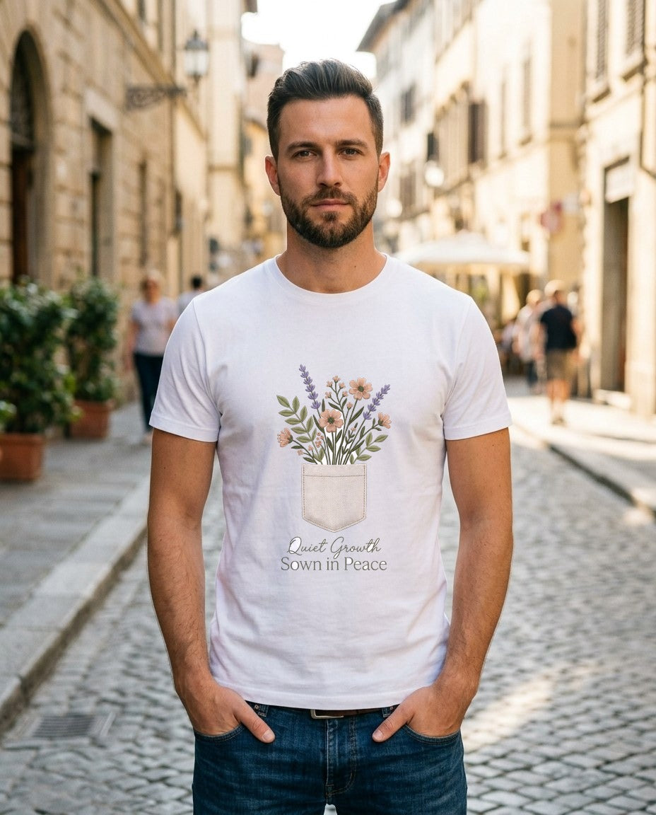 Pocketful of Peace Faux Stitch Tee — lifestyle photo