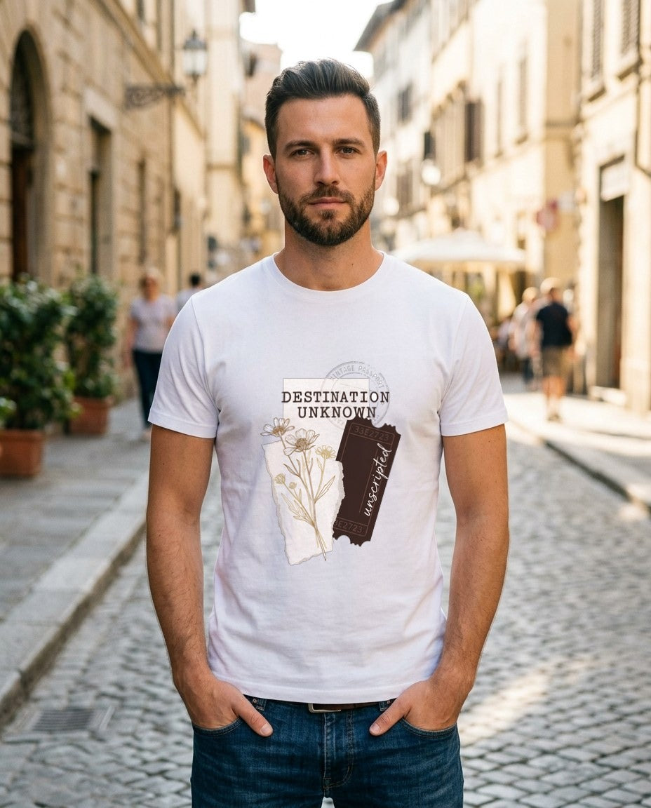 Roam Far Collect Memories Journal Tee — lifestyle photo