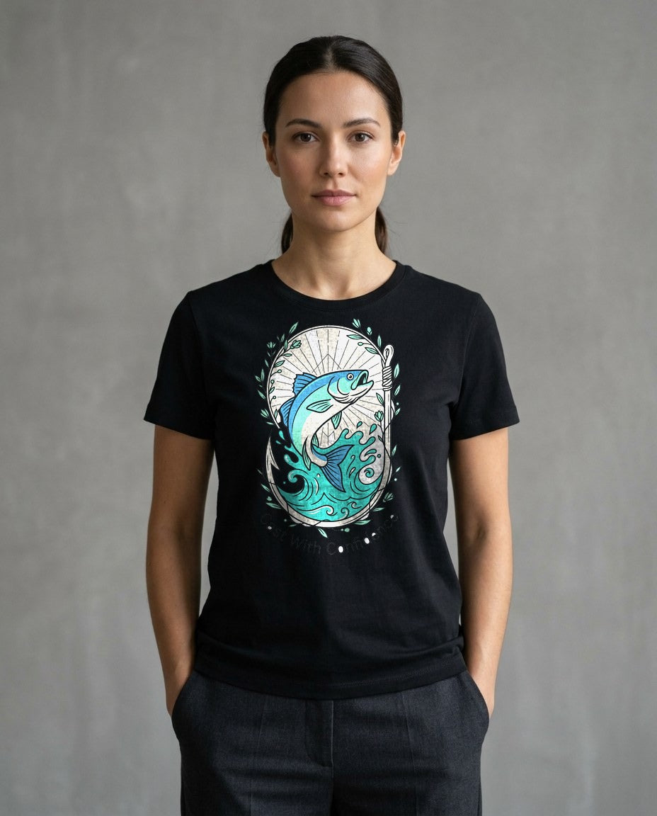 Cast With Confidence Floral Fishing Tee — lifestyle photo