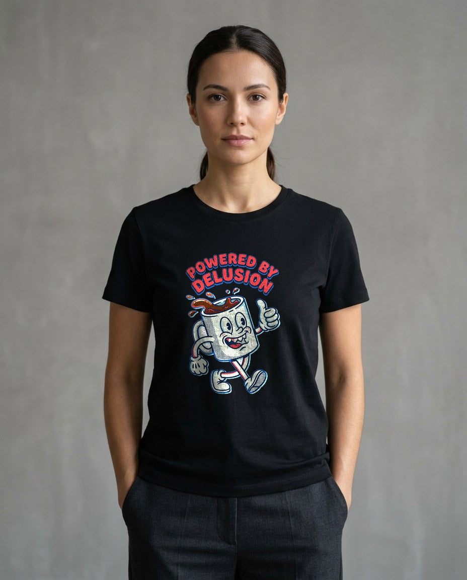 Powered By Delusion Coffee Mascot — lifestyle photo