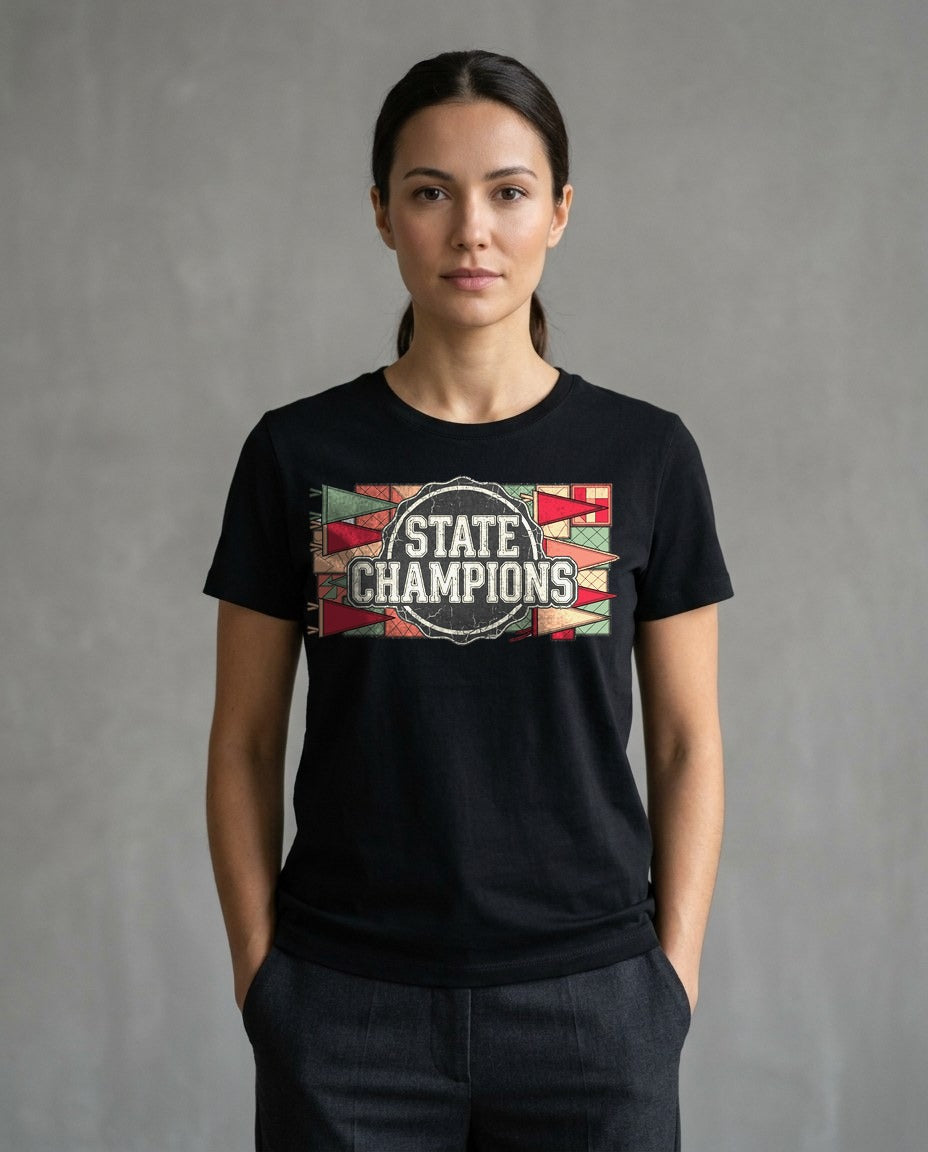 Vintage Varsity Patchwork Tee — lifestyle photo