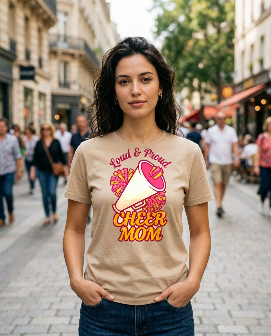 Loud And Proud Cheer Mom T-Shirt — lifestyle photo