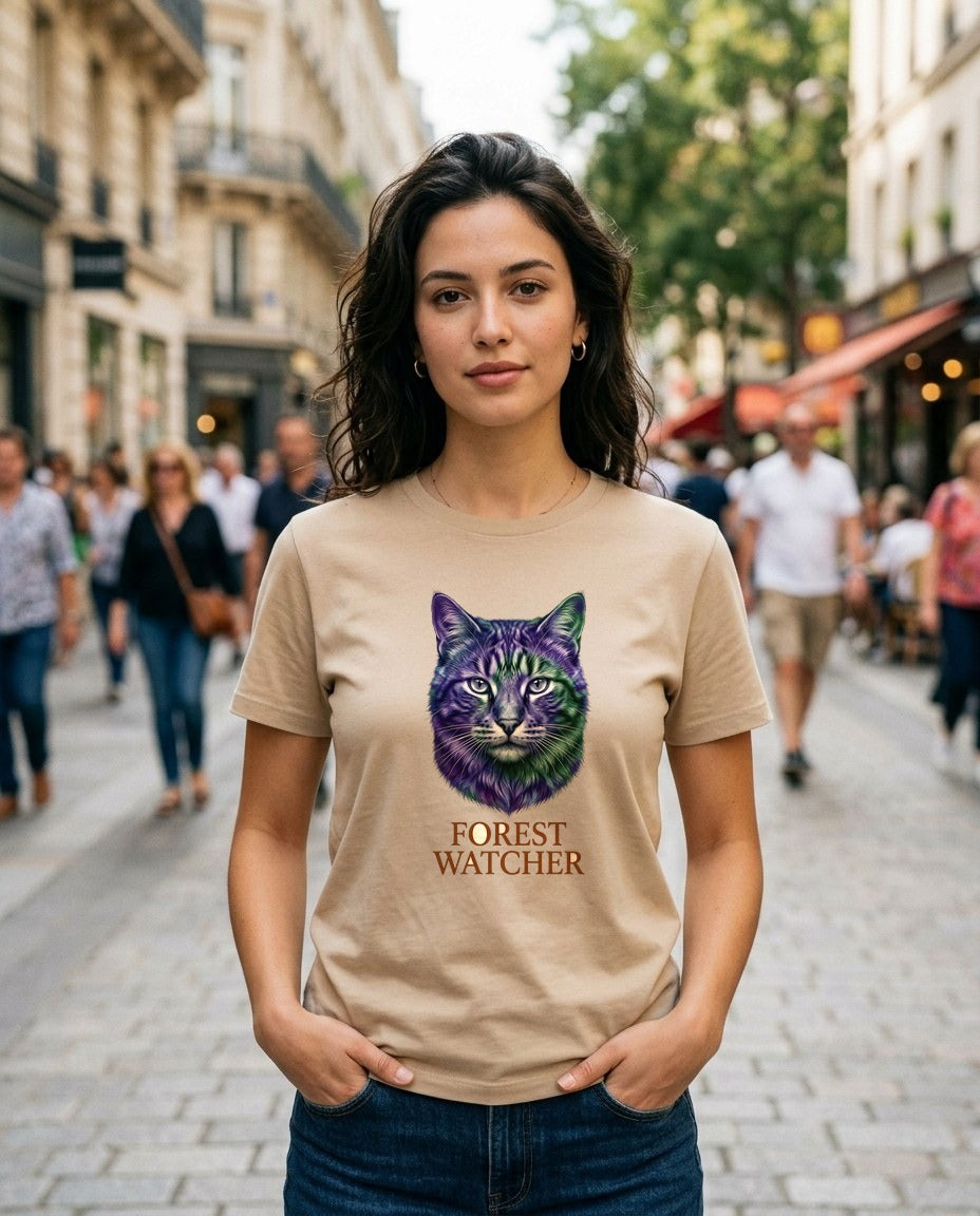 Mystical Mountain Cat Stare Tie-Dye — lifestyle photo