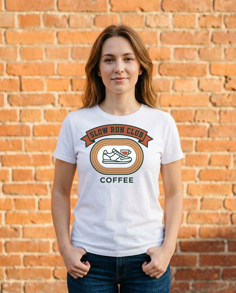 Retro Slow Run Coffee Crest — lifestyle photo