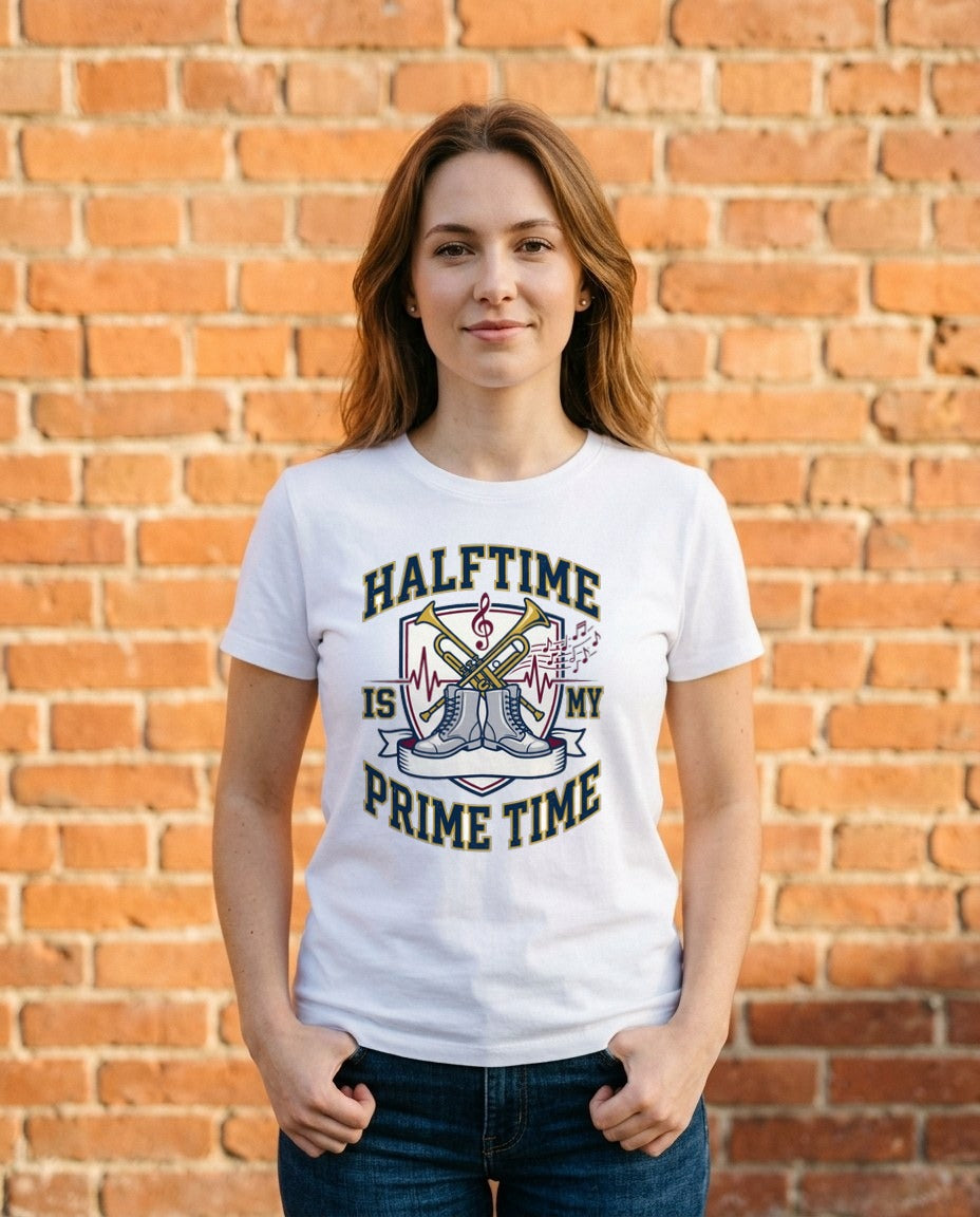 Halftime Is My Prime Time Marching Crest — lifestyle photo