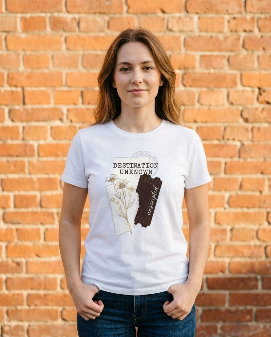 Roam Far Collect Memories Journal Tee — lifestyle photo