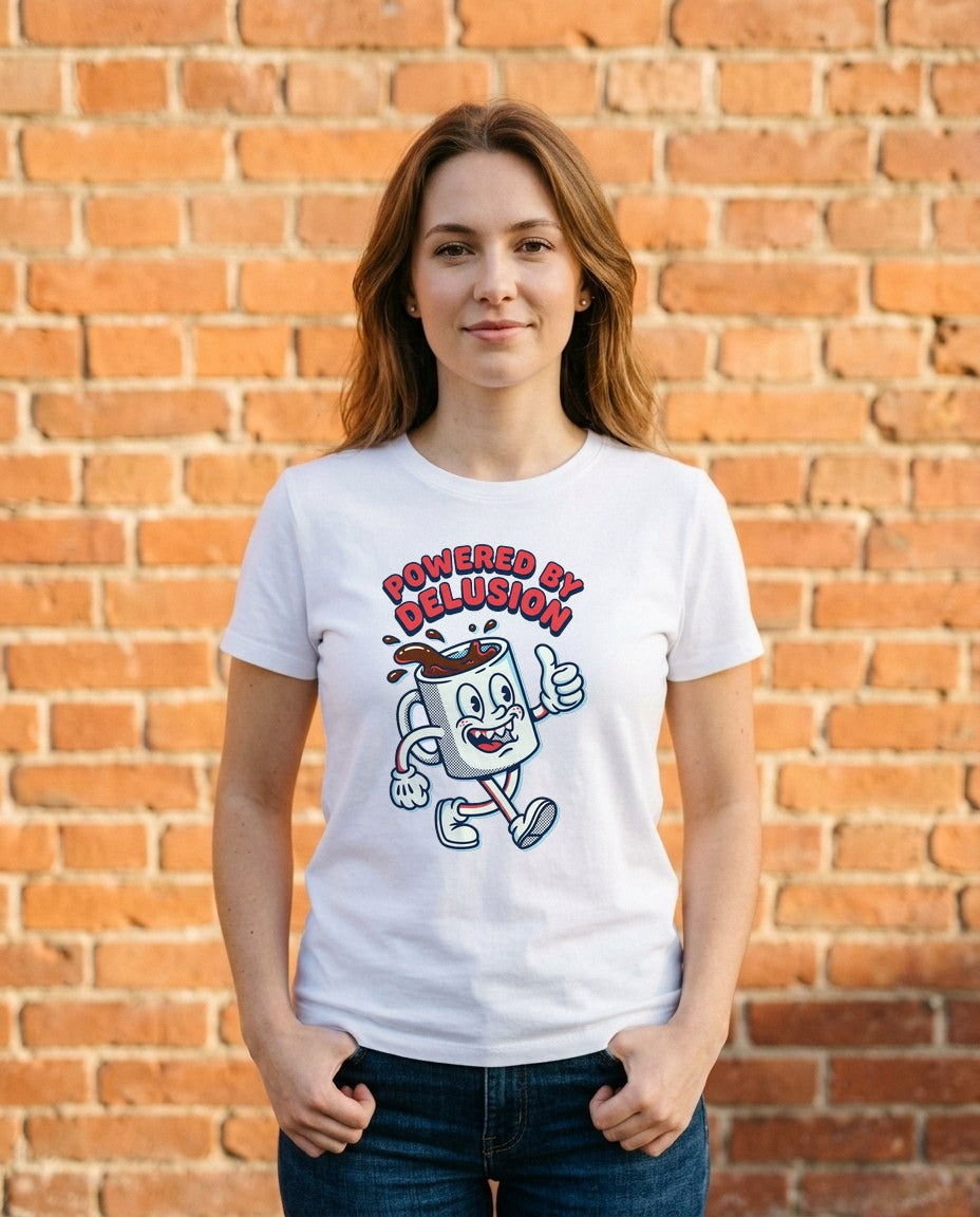 Powered By Delusion Coffee Mascot — lifestyle photo