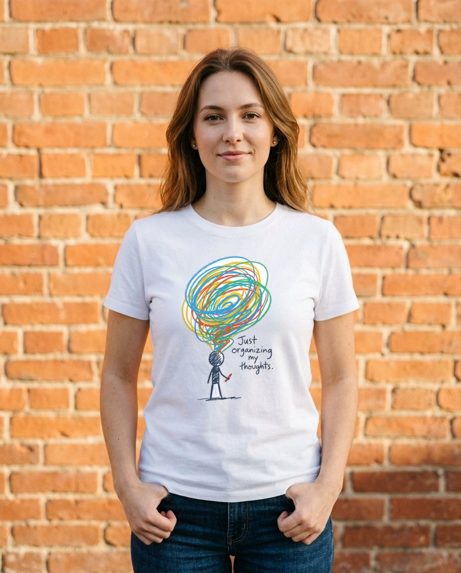 Organizing My Chaos Crayon Tee — lifestyle photo