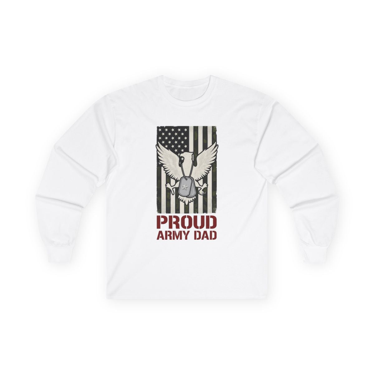 Proud Army Dad Dog Tags & Flag Long Sleeve — lifestyle photo