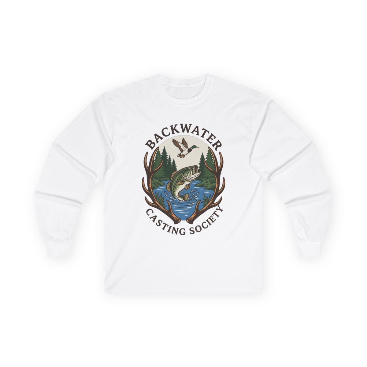 Backwater Casting Society Graphic Long Sleeve — lifestyle photo