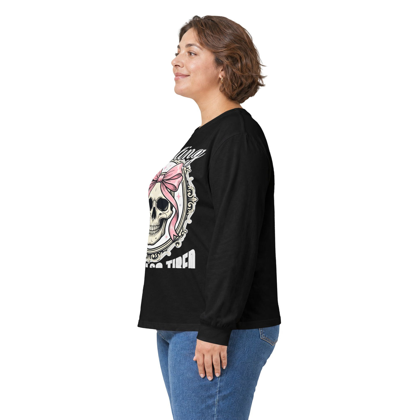 Healing But Exhausted Coquette Skull Long Sleeve
