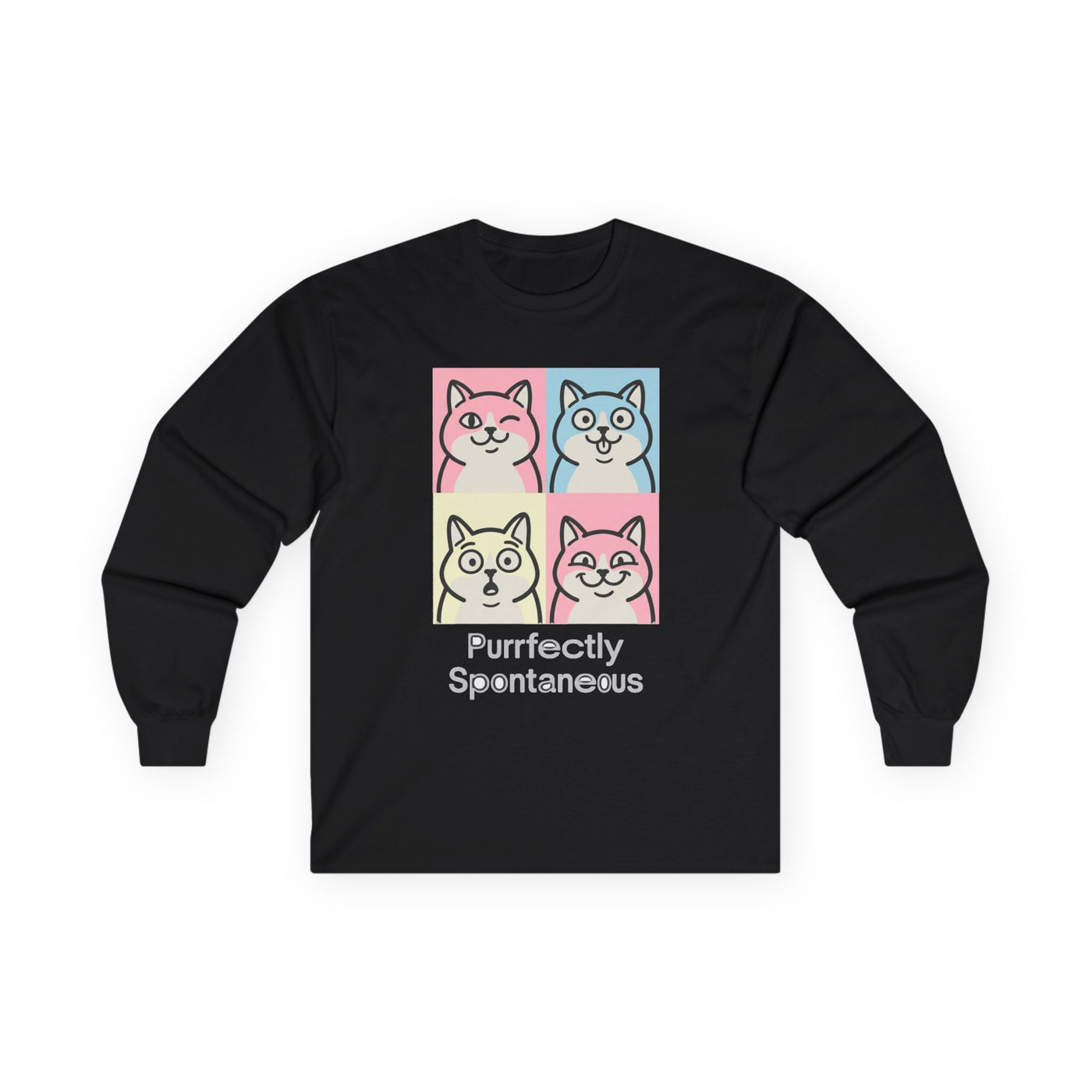 Pastel Pop Art Kitten Grid Long Sleeve