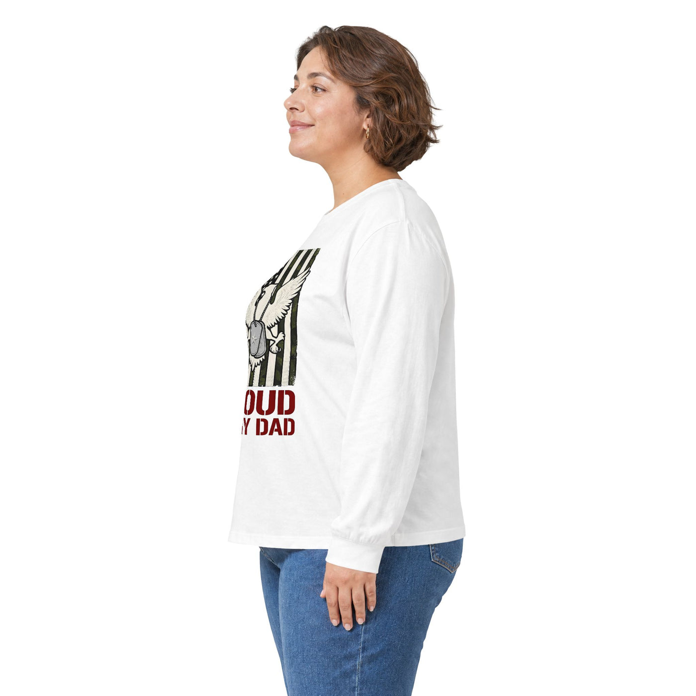 Proud Army Dad Dog Tags & Flag Long Sleeve