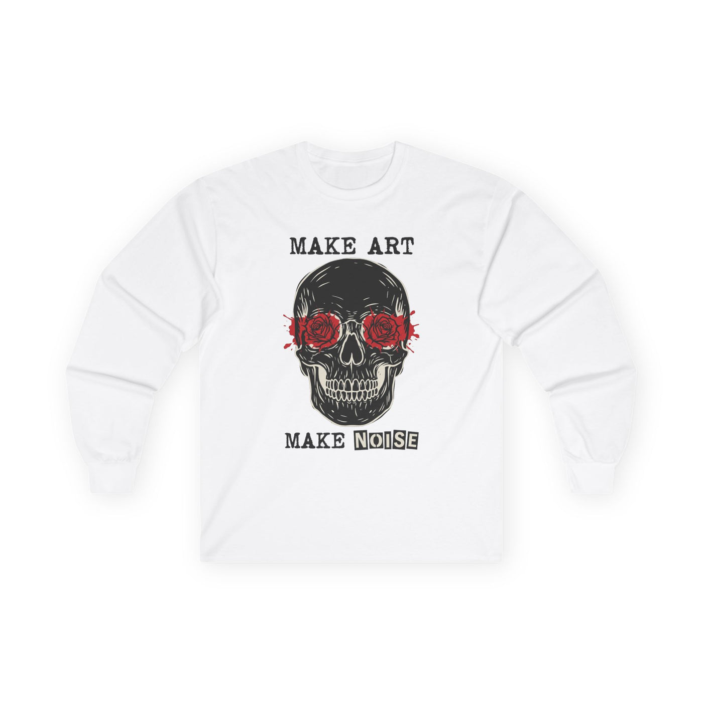 Make Art Make Noise Linocut Skull Long Sleeve