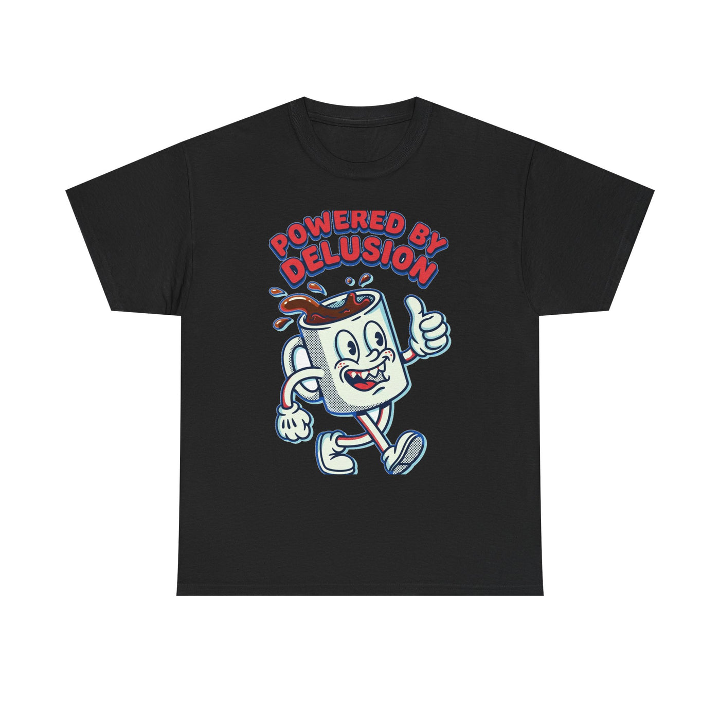 Powered By Delusion Coffee Mascot T-Shirt