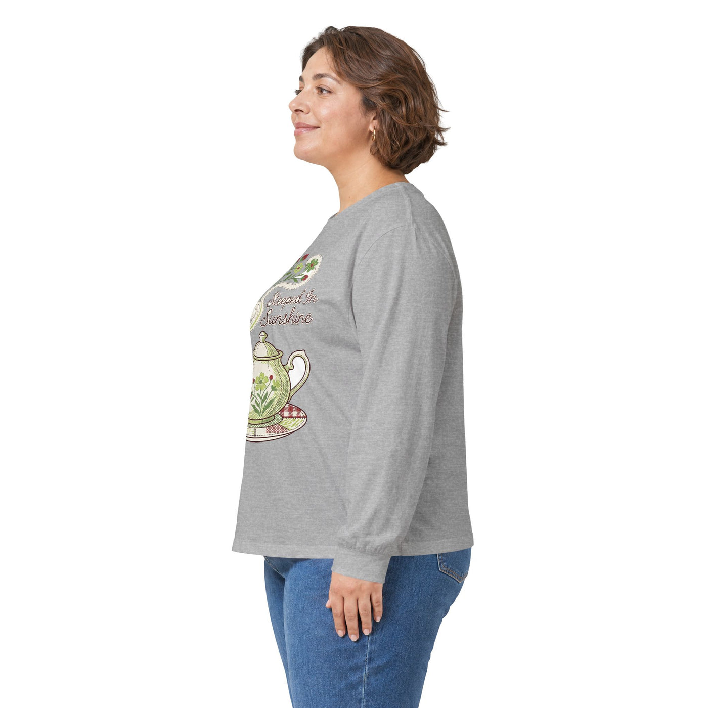 Steeped In Sunshine Faux Stitch Teapot Long Sleeve