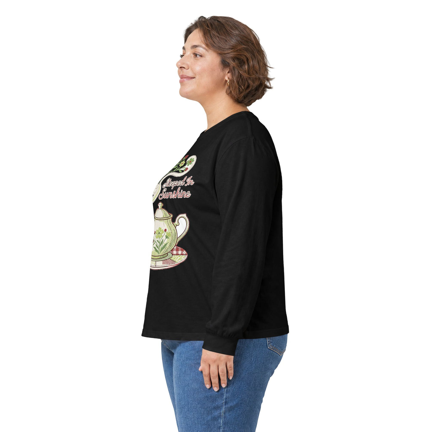 Steeped In Sunshine Faux Stitch Teapot Long Sleeve