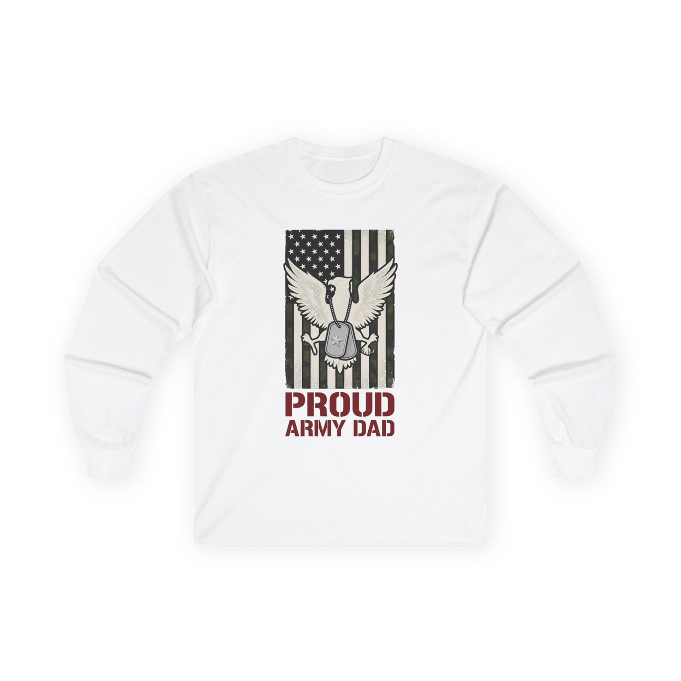 Proud Army Dad Dog Tags & Flag Long Sleeve