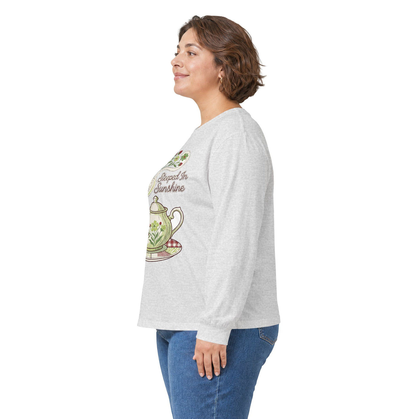 Steeped In Sunshine Faux Stitch Teapot Long Sleeve