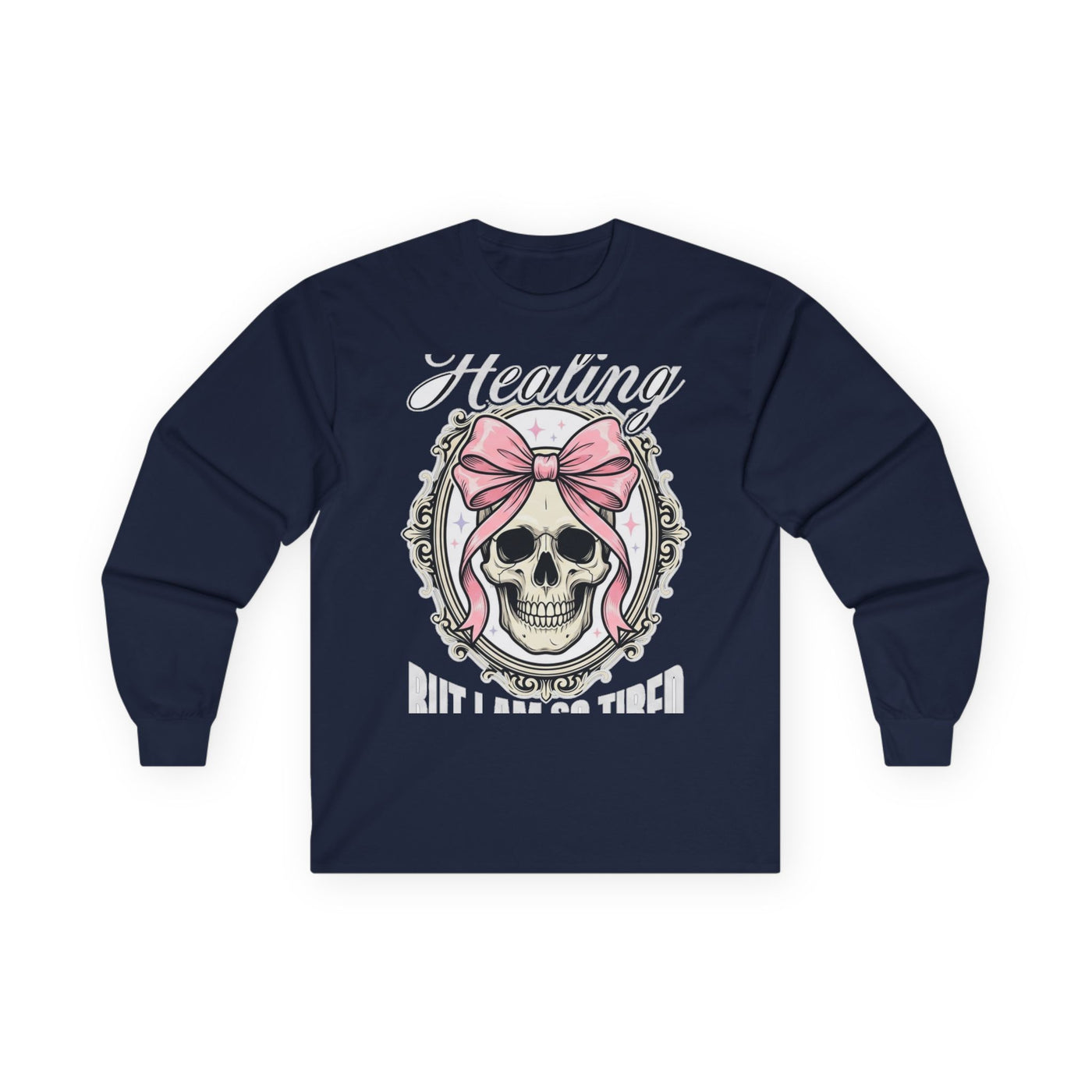 Healing But Exhausted Coquette Skull Long Sleeve