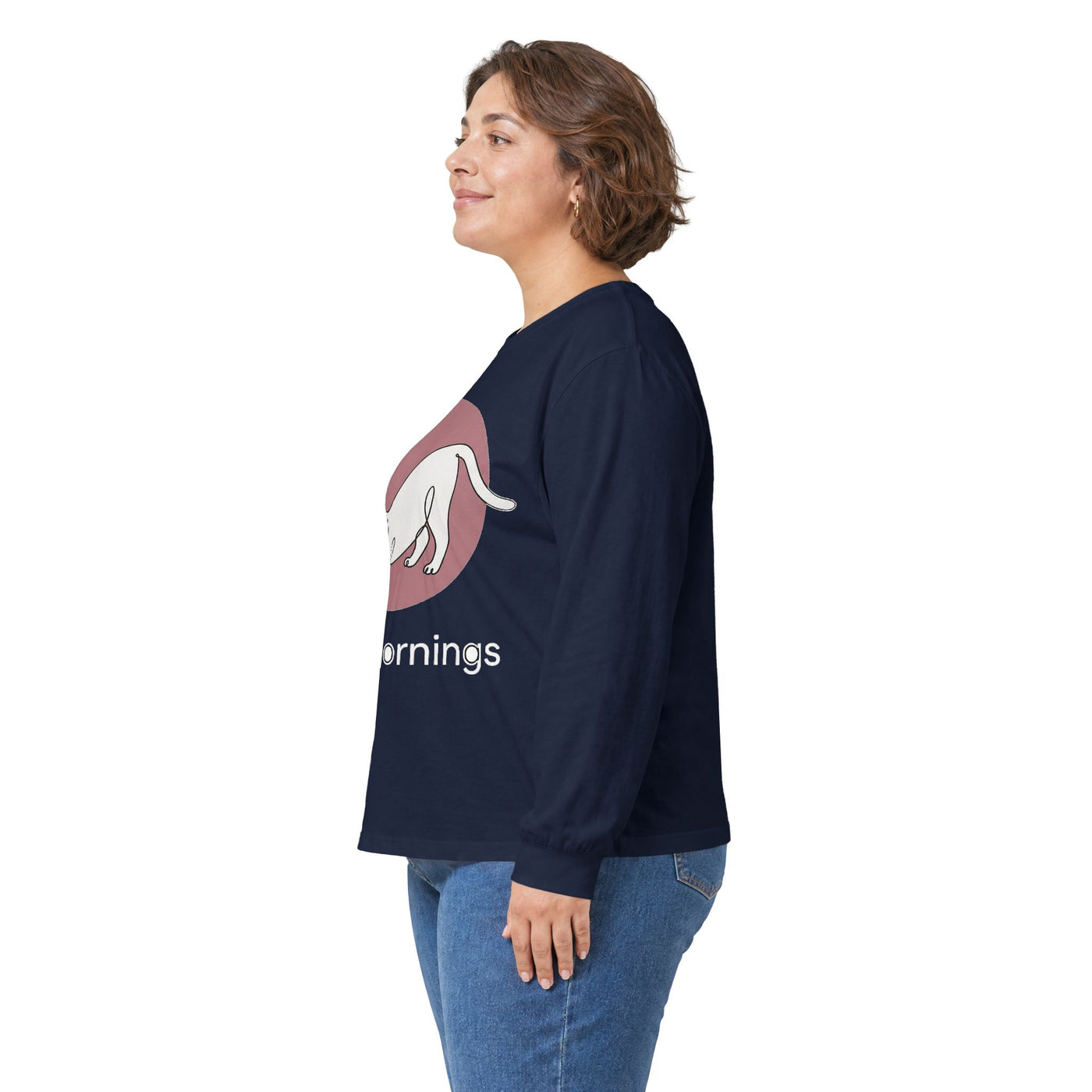 Minimalist Single-Line Stretching Cat Long Sleeve